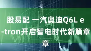 股易配 一汽奥迪Q6L e-tron开启智电时代新篇章
