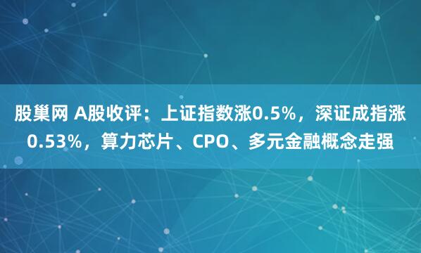 股巢网 A股收评：上证指数涨0.5%，深证成指涨0.53%，算力芯片、CPO、多元金融概念走强