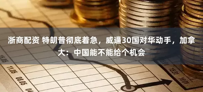 浙商配资 特朗普彻底着急，威逼30国对华动手，加拿大：中国能不能给个机会